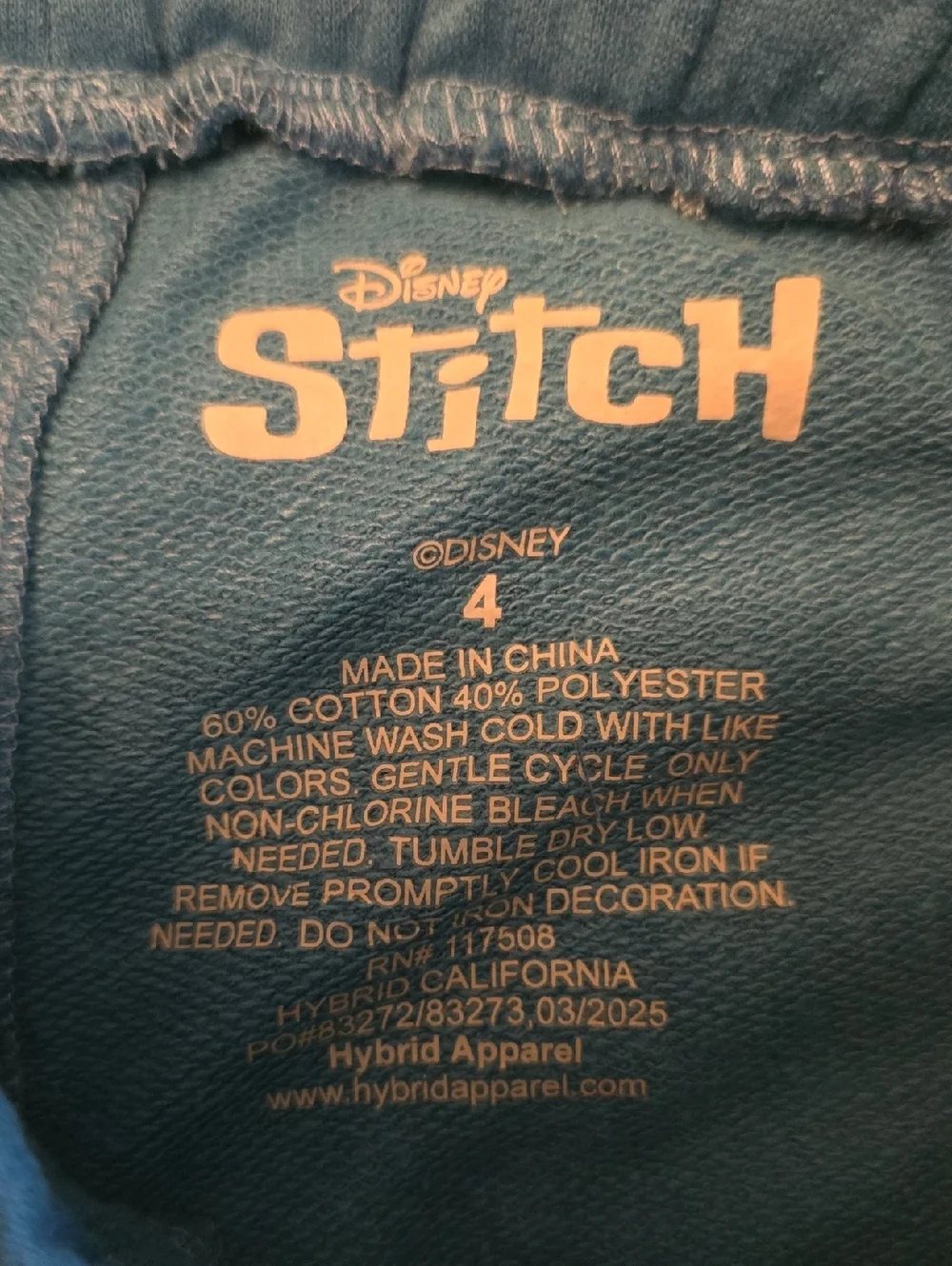 New Disney Stitch Boys Size 4 Terrycloth Elastic Waist Blue Shorts